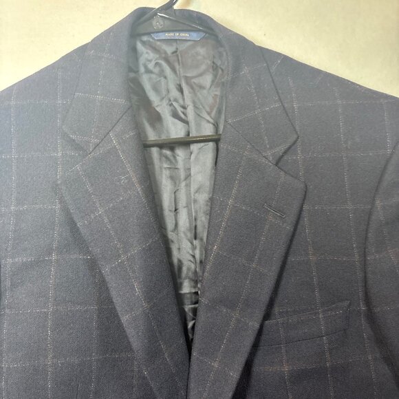 Brooks Brothers Madision 1818 Navy Blue Checked Pattern Mens Blazer  2 Button 42 - Picture 1 of 16